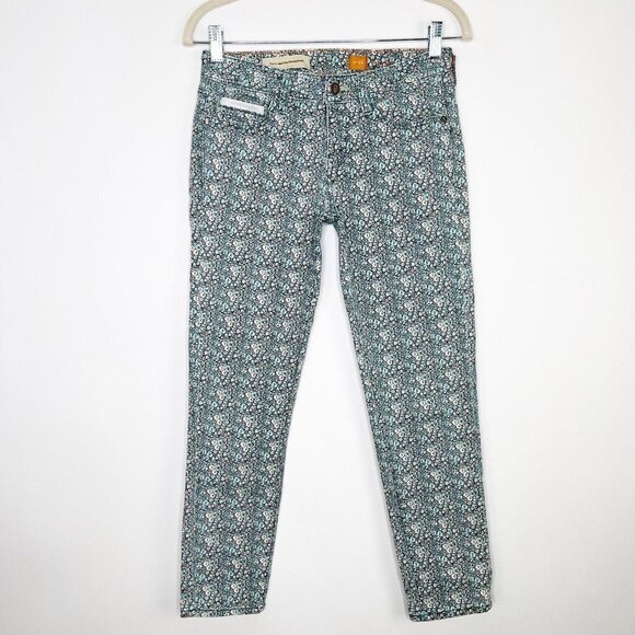 Anthropologie Pilcro Floral Skinny Crop Jeans Womens Size 26 - Picture 9 of 10